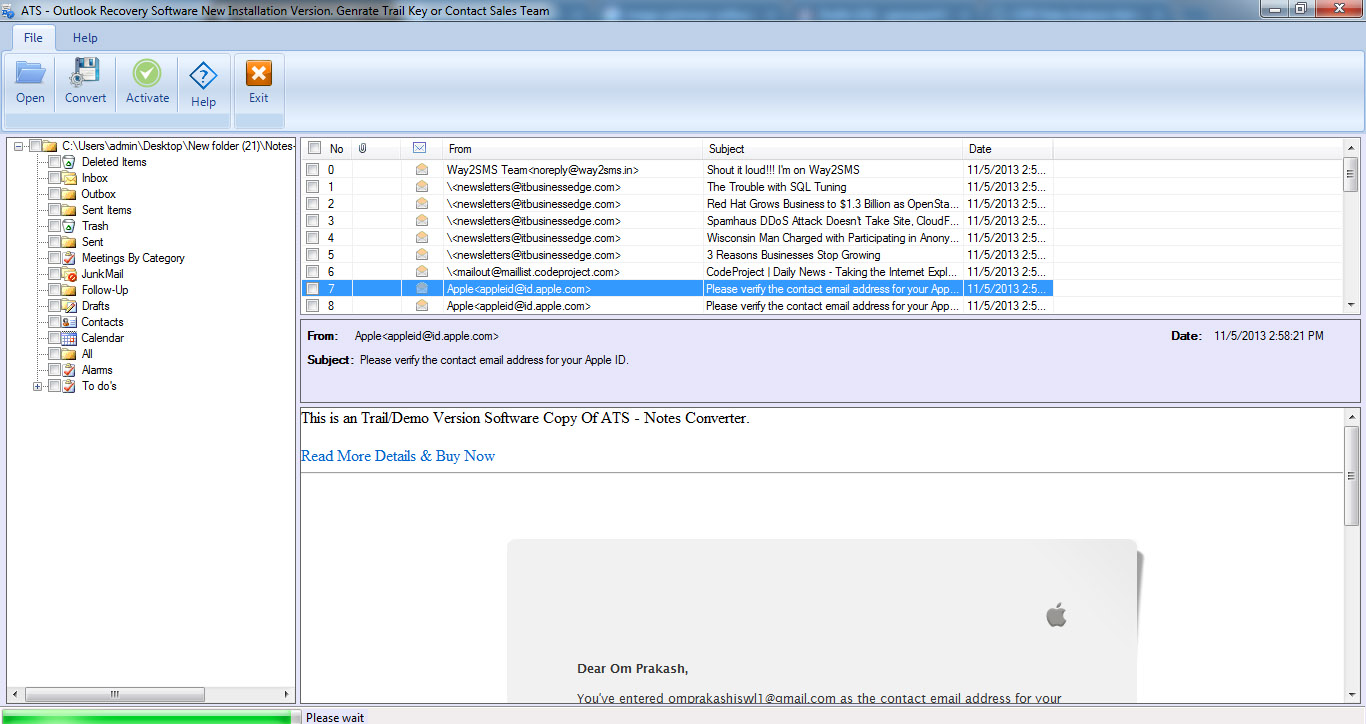 Outlook Recovery Software screenshot Outlook Recovery Software screenshot