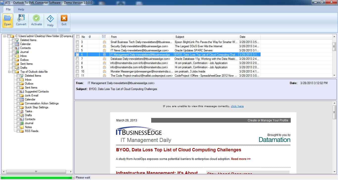 ATS PST to EML Converter Software