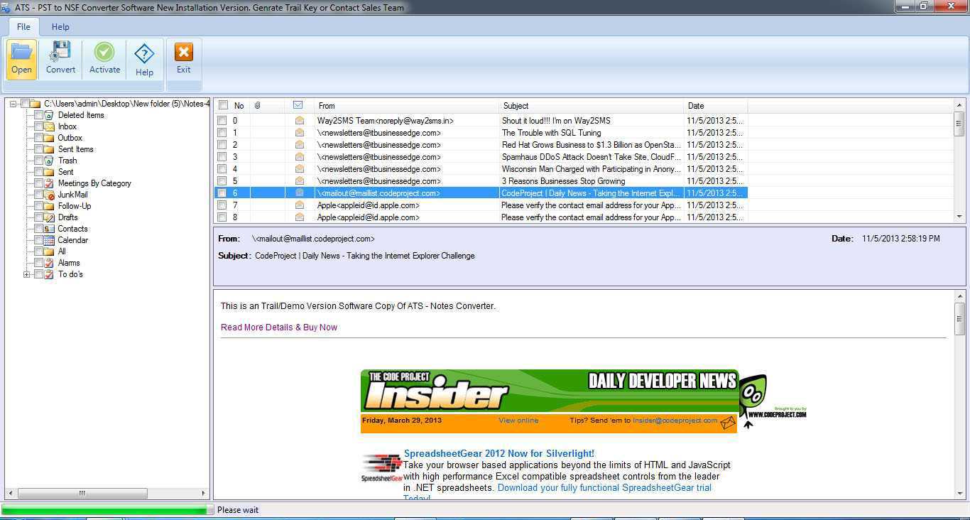 ATS PST to MSG Converter Software