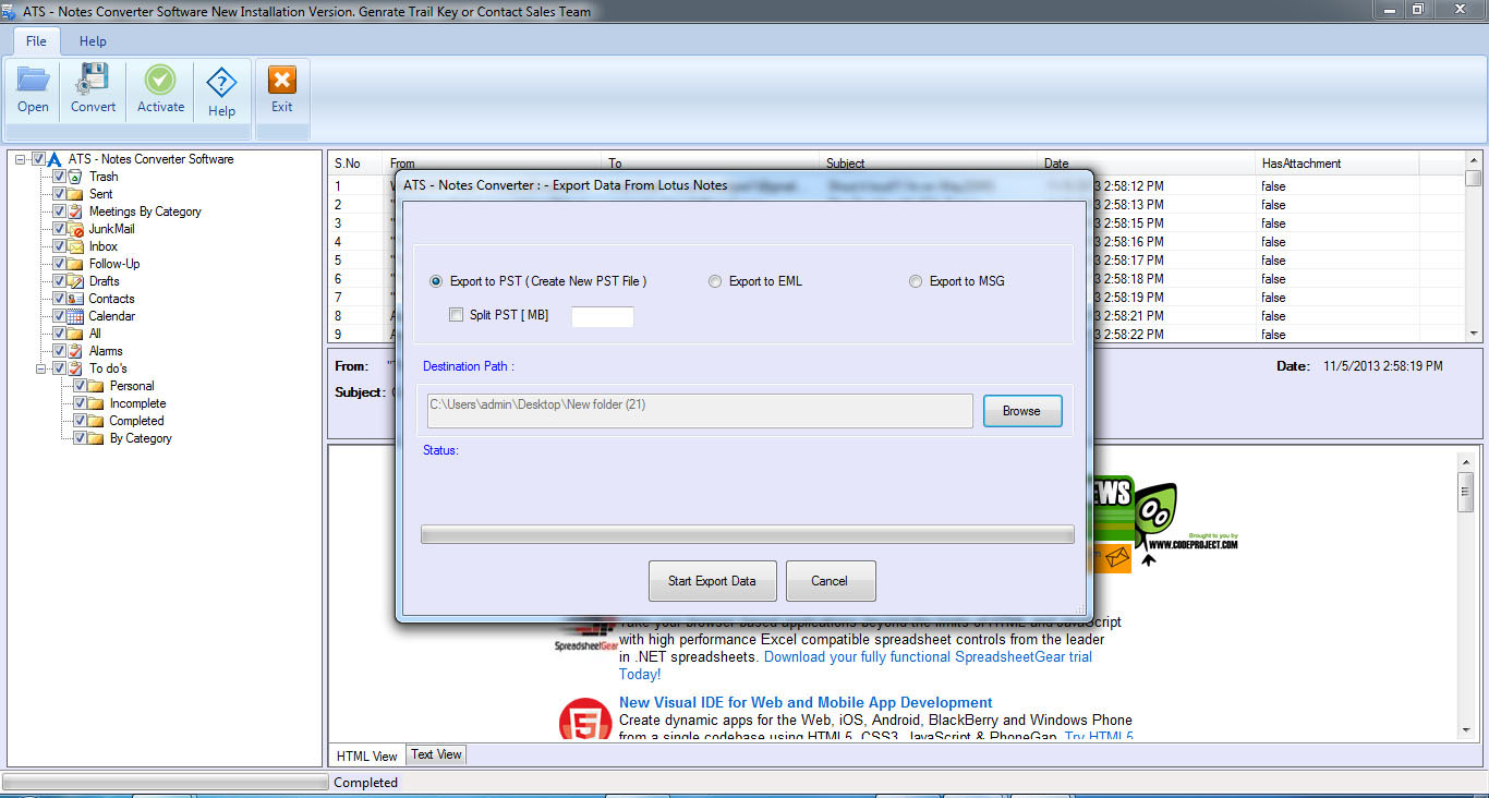 NSF to PST Converter